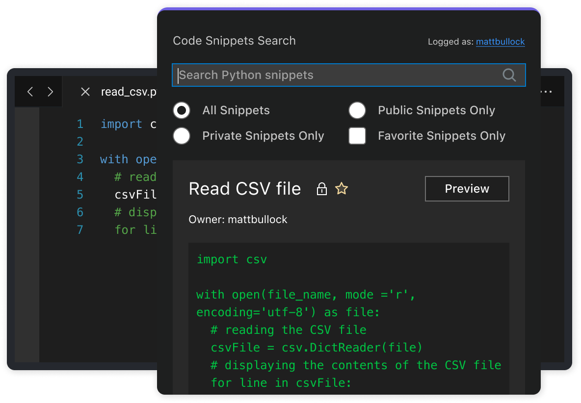 search smart code snippets
