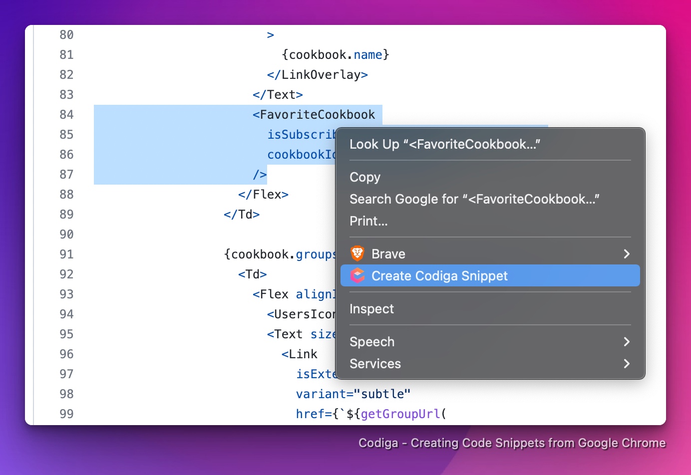 Create Code Snippets from your Browser