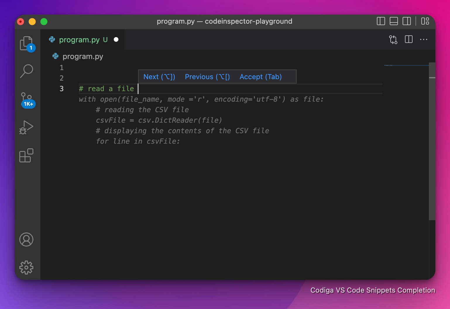 Code Snippets Inline Insertion in your IDE